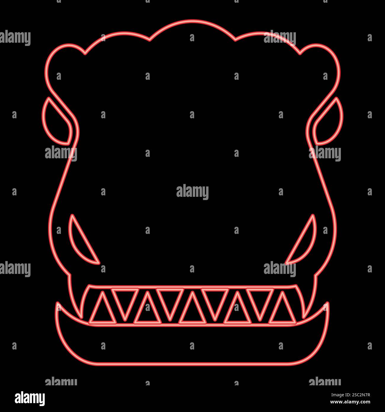 Neon head dinosaur dragon red color vector illustration image flat style light Stock Vector