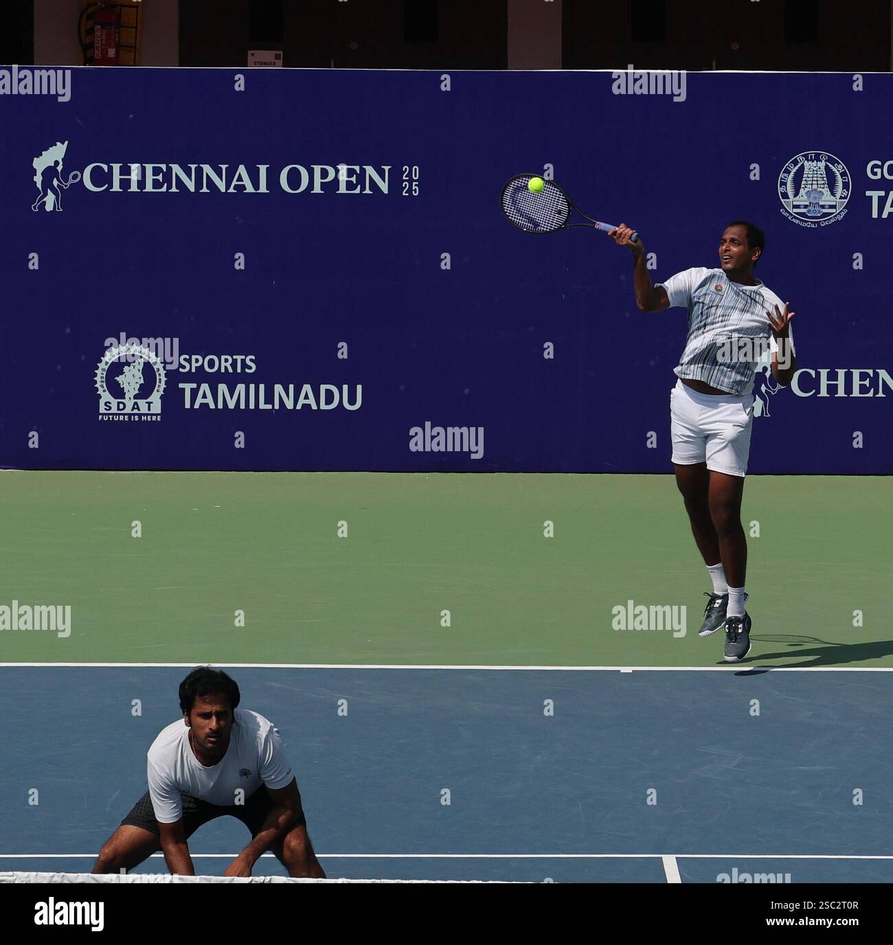 Chennai, India. 05th Feb, 2025. Doubles Saketh MYNENI (IND & Ramkumar Ramanathan (IND) Vs Kimmer COPPEJENS (BEL) & Ergi KIRKIN (TUR) Saketh MYNENI (IND & Ramkumar Ramanathan (IND) won by 6-3, 6-1 Credit: Seshadri SUKUMAR/Alamy Live News Stock Photo