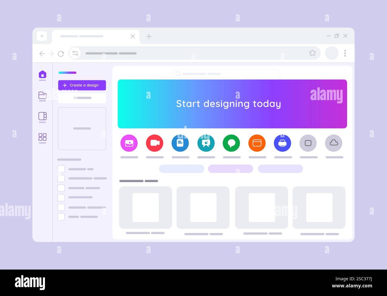online design graphic design template based software image editor user interface design web based application creative tools Stock Vector