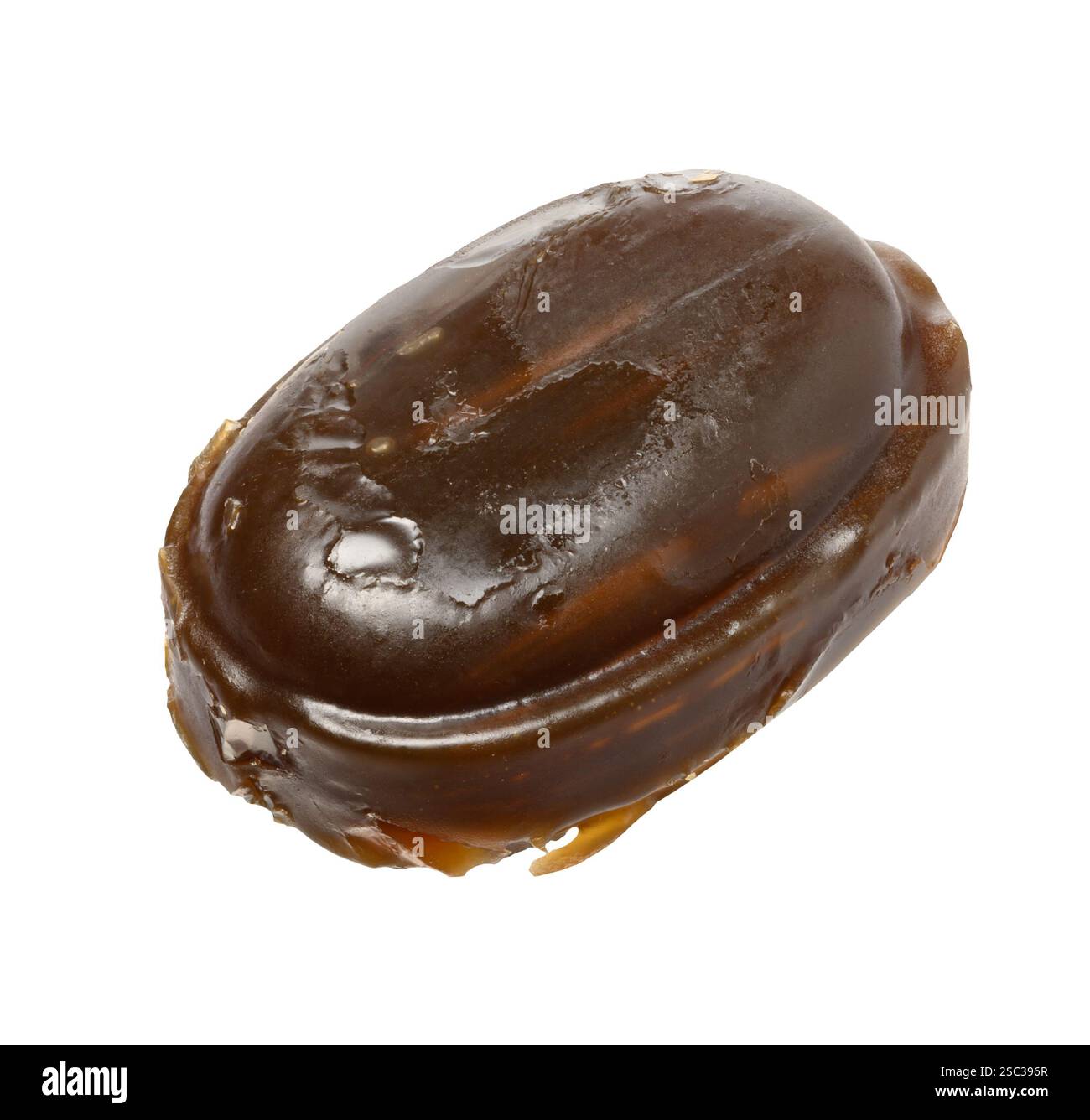 Coffee oval caramel candy on isolated background Stock Photo