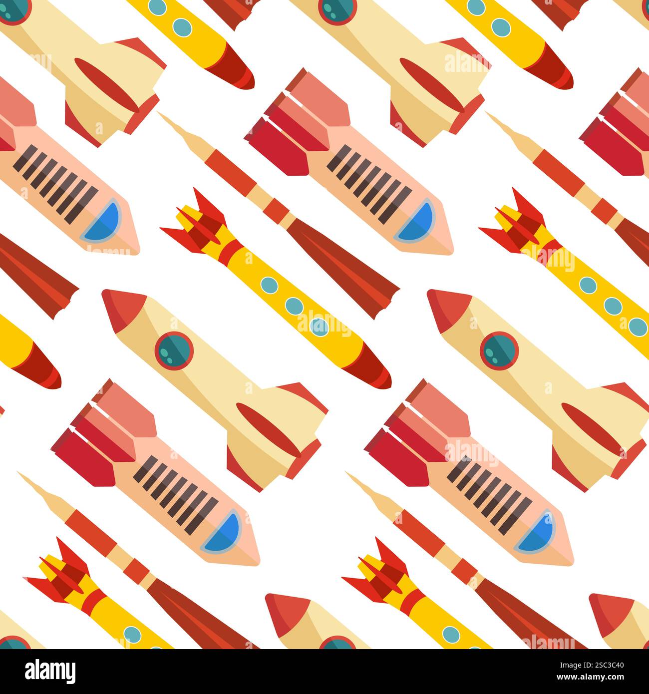 Seamless pattern with space rocket. Vector illustration Stock Vector ...