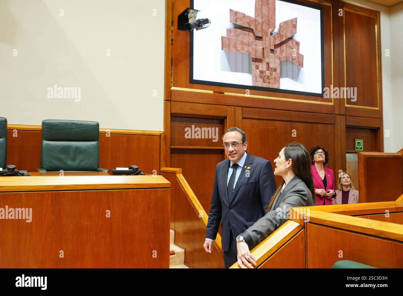 The President of the Basque Parliament, Bakartxo Tejeria, receives the ...