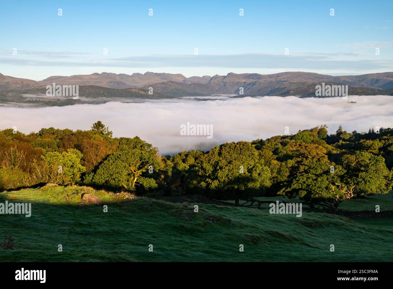 Cloud inversion over Lake Windermere on a beautiful autumn morning in ...