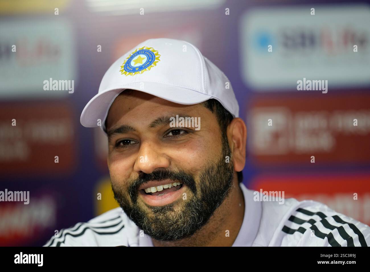 India's captain Rohit Sharma speaks during a press conference before a ...