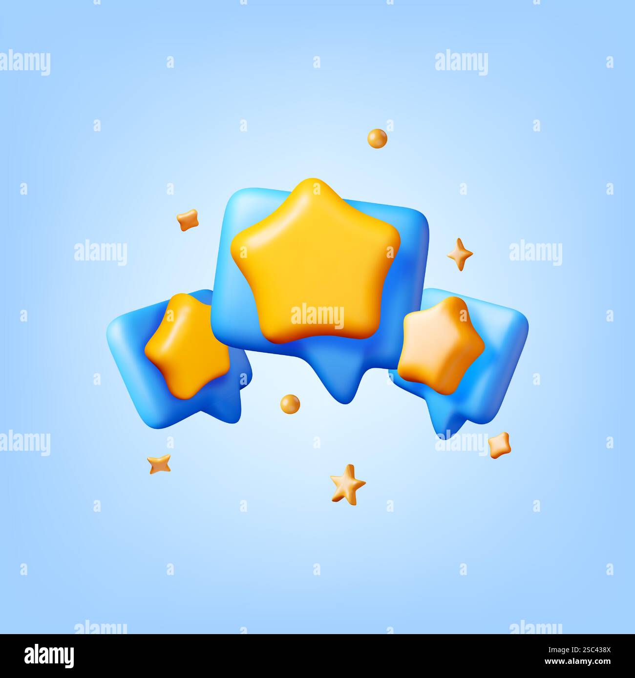 3D Colorful star shaped speech bubbles on blue Stock Vector