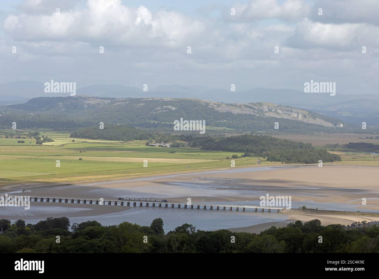View of the River Kent Estuary from the summit of Arnside Knott Westmorland and Furness formerly Cumbria England Stock Photo