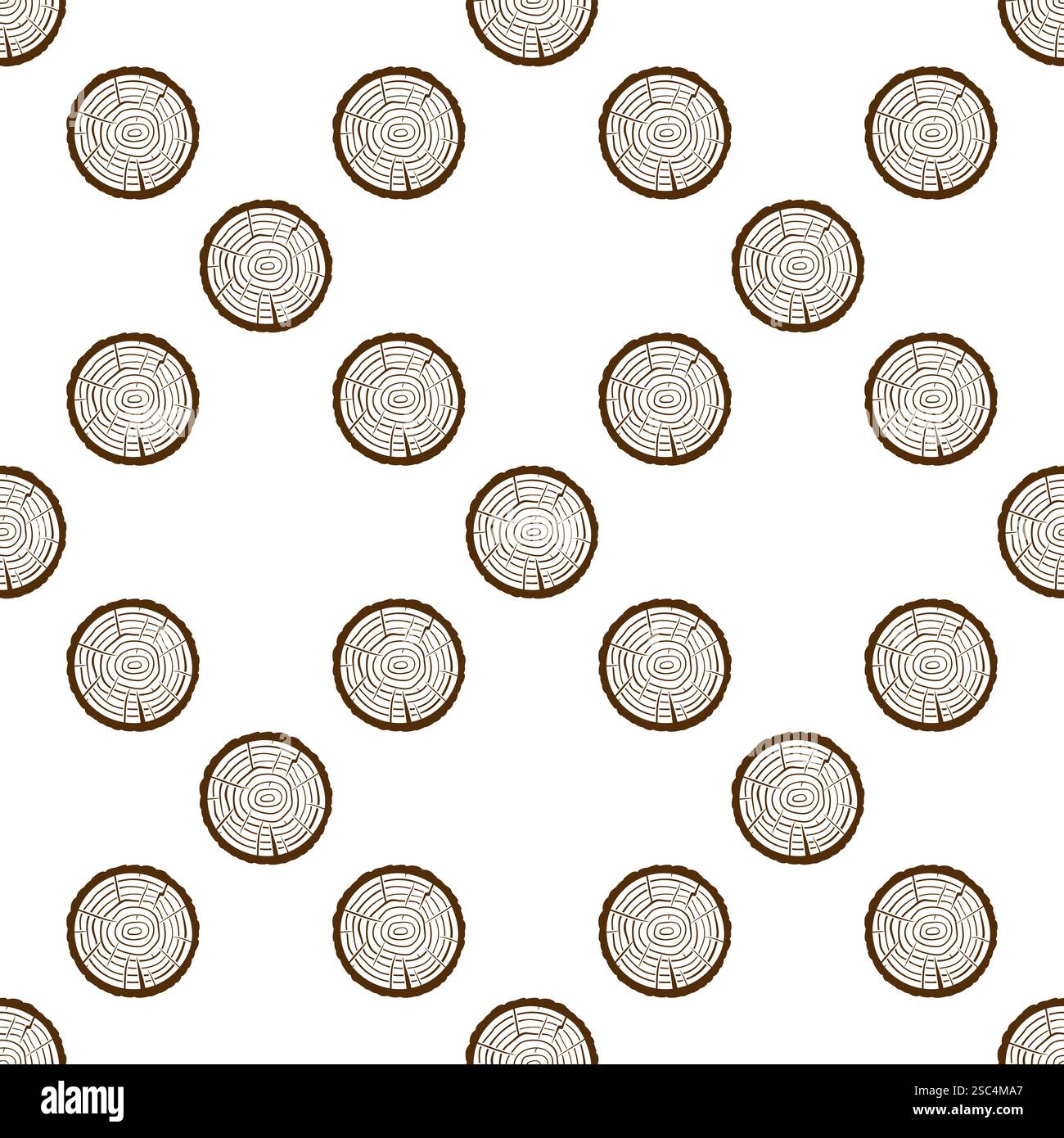 Tree trunk cuts with cracks seamless pattern Stock Vector