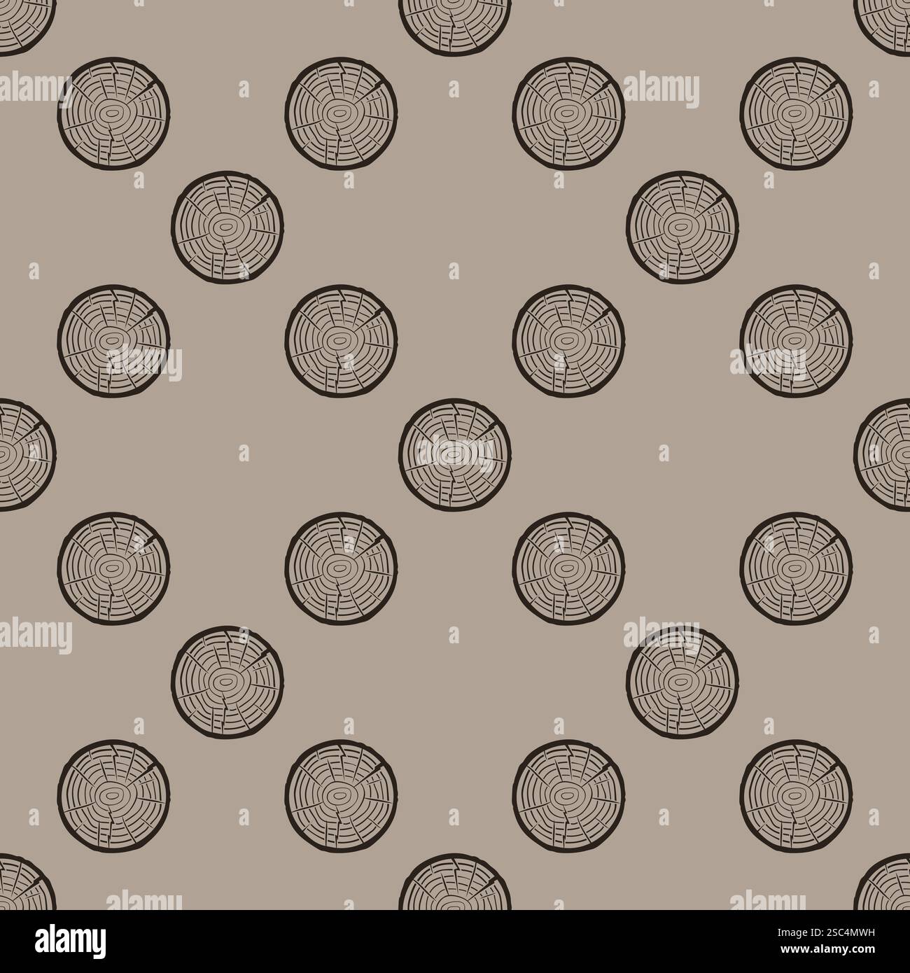 Tree Trunk Saw cut vector concept seamless pattern - background with tree rings Stock Vector