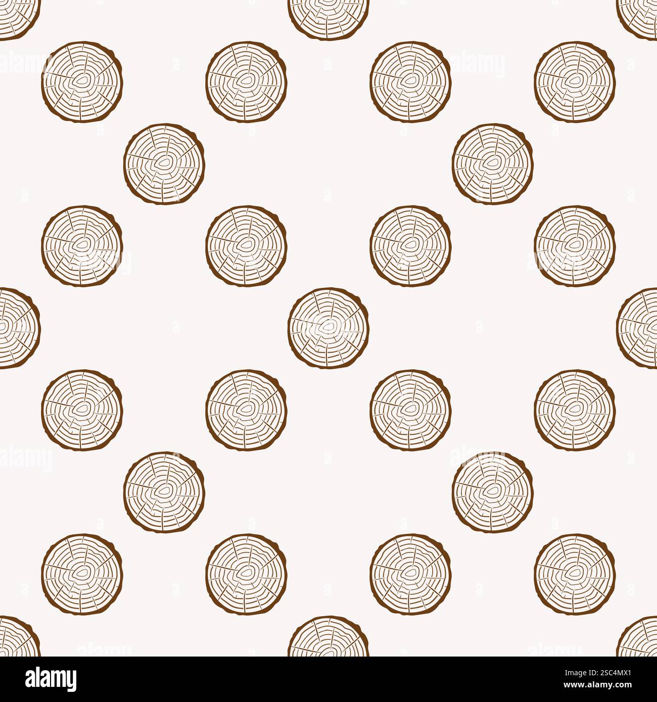 Tree trunk cuts with cracks seamless pattern Stock Vector