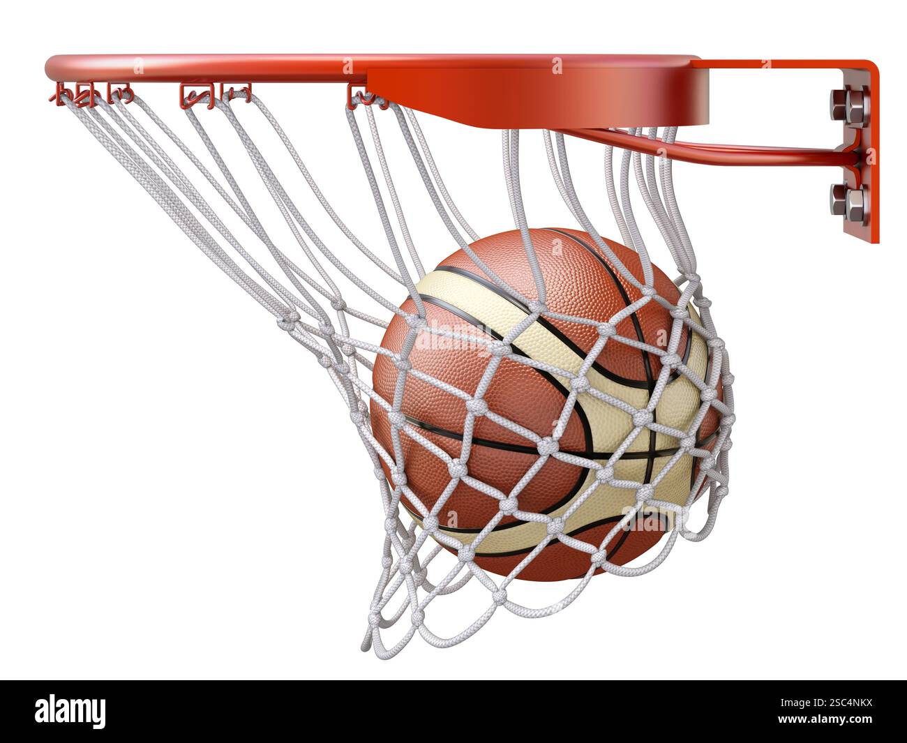 Basketball going into the basket hoop - 3D illustration Stock Photo - Alamy