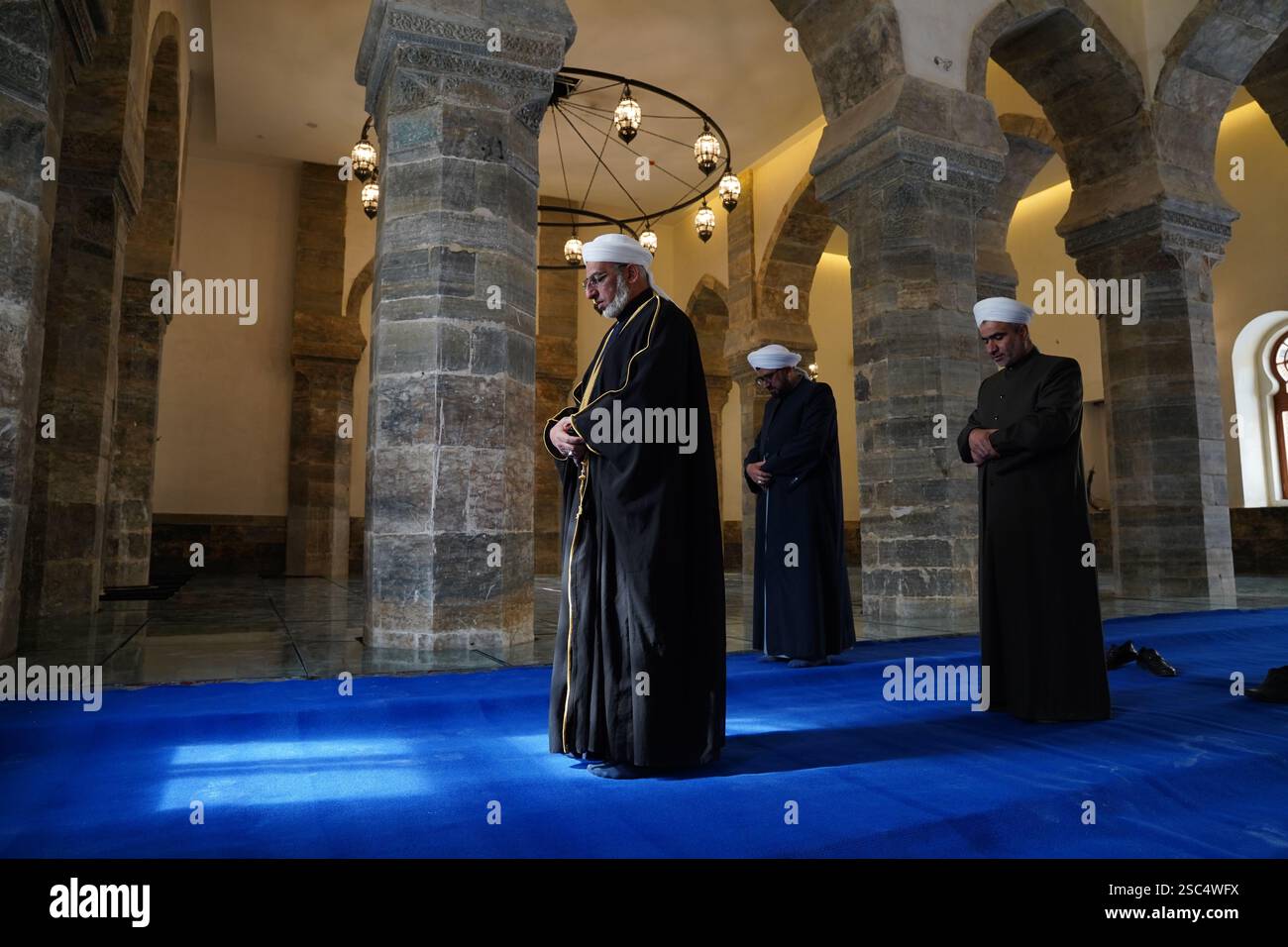 Mosul, Iraq. 05th Feb, 2025. Muslim Clerics pray in the historic Al ...