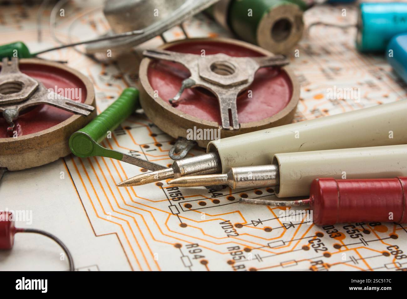 Radio components laid out on the electronic circuit Stock Photo - Alamy