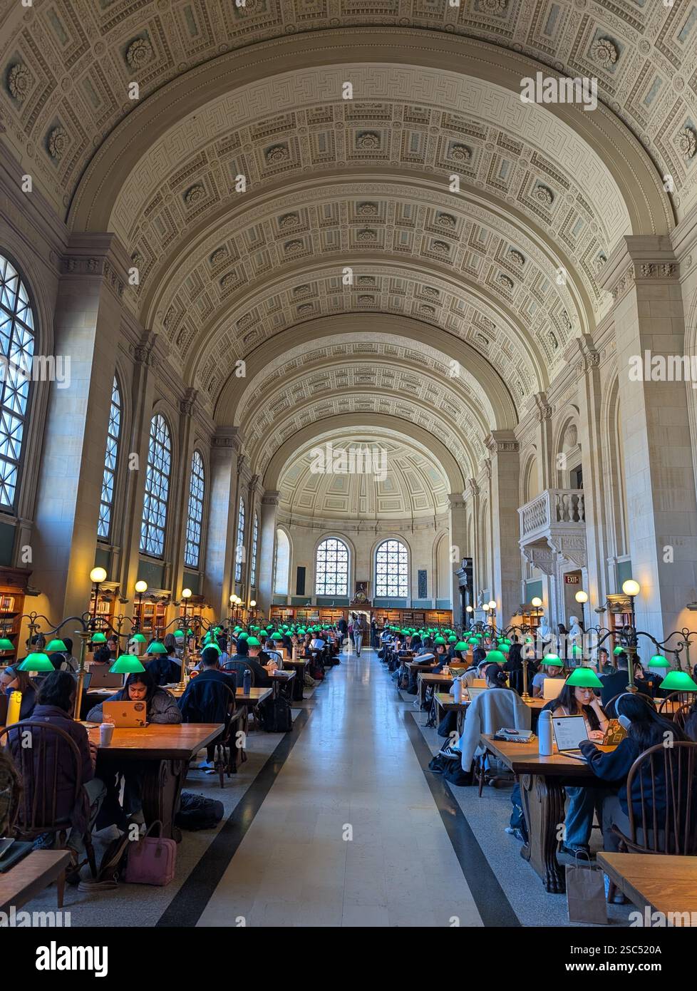 Students studying in Bates Hall in the McKim Building of Boston Public Library. - Smartphone Captured Stock Image