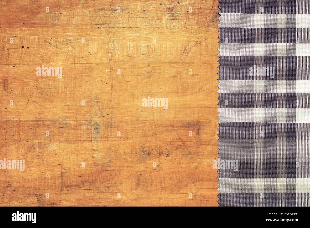 Gray tablecloth on grunge wooden background Stock Photo