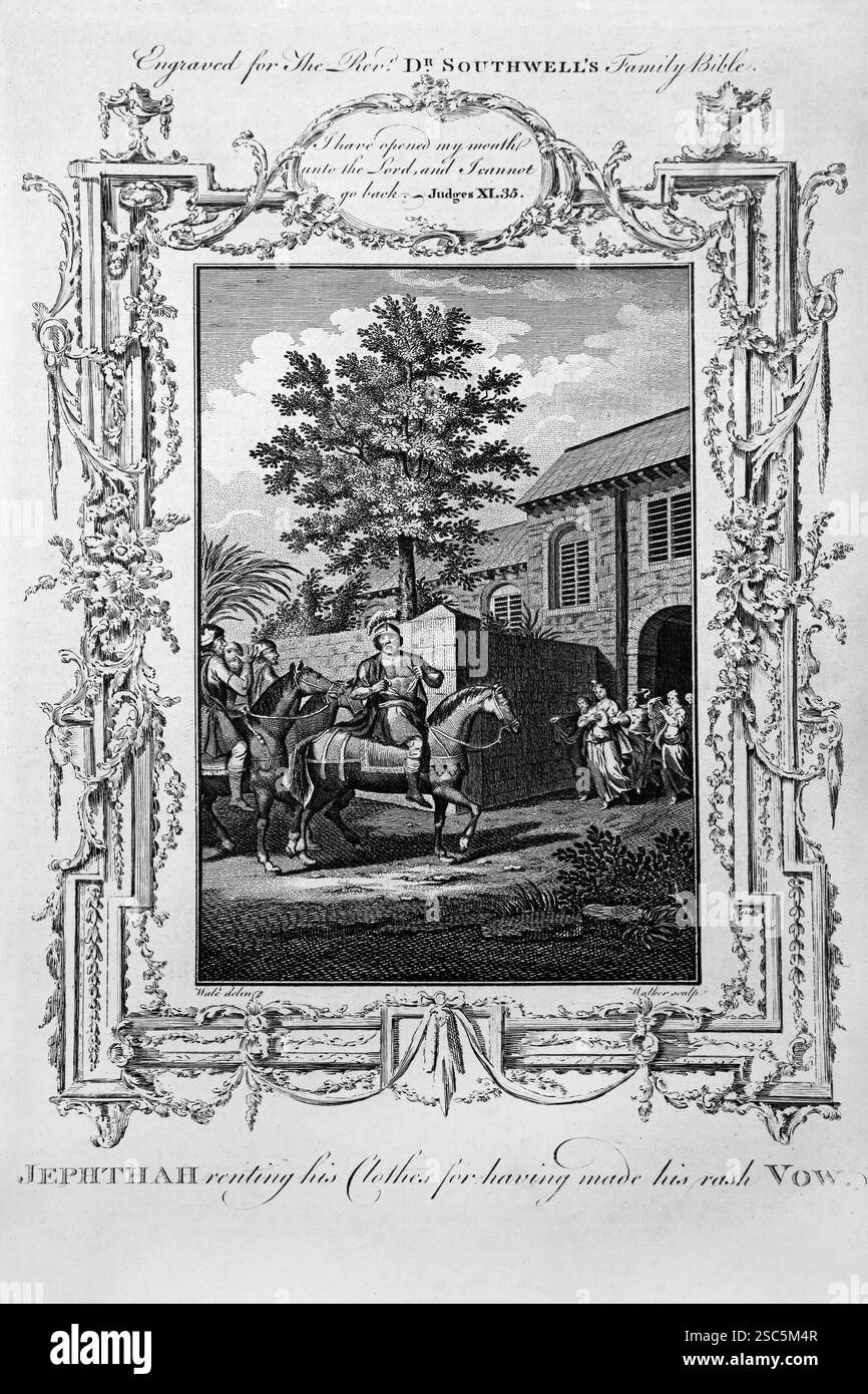 Copper-plate Engraving of Jephthah renting his clothes for having made ...