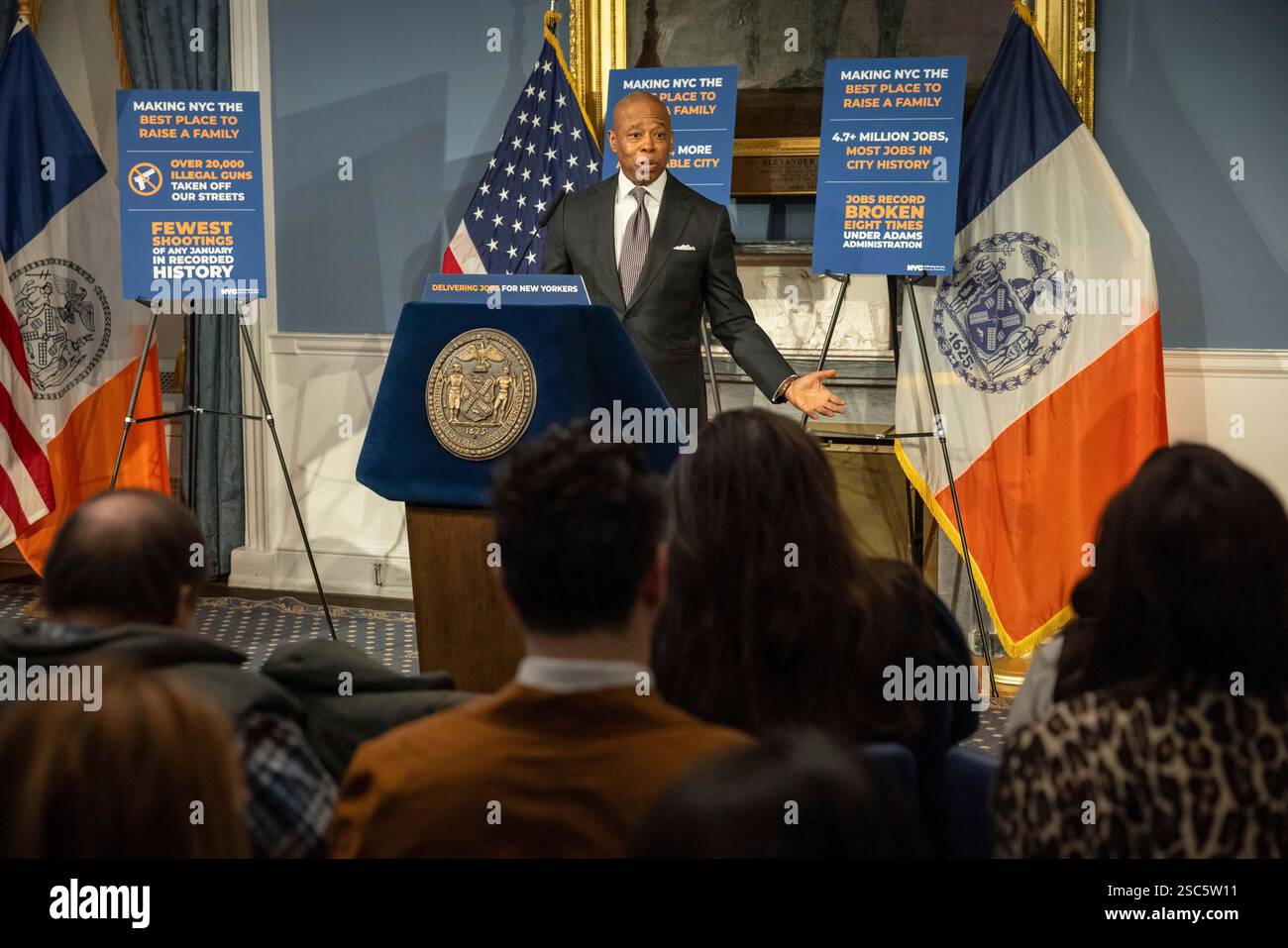 New York City Mayor Eric Adams speaks during a press conference at City ...
