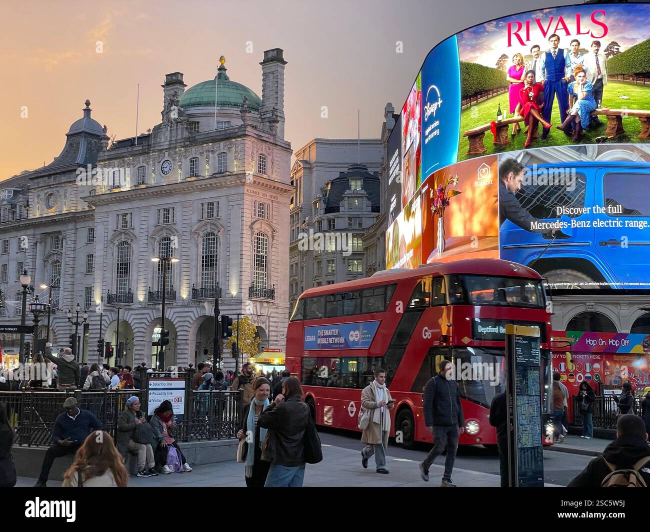 Piccadilly Circus at sunset, London - Smartphone Captured Stock Image