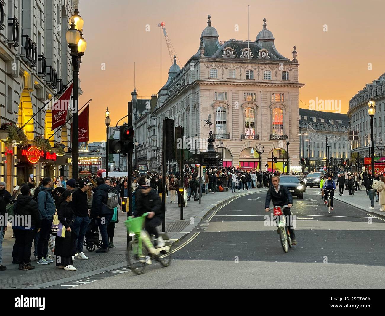 Piccadilly Circus at sunset, London - Smartphone Captured Stock Image