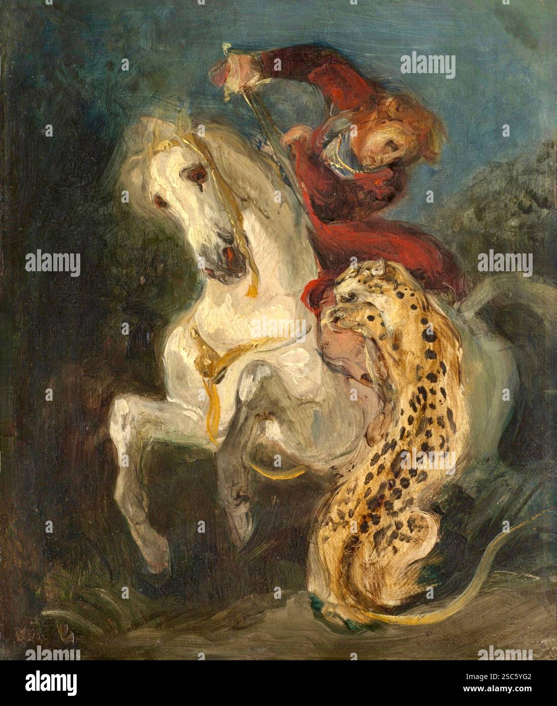 Eugene Delacroix - Rider Attacked by a Jaguar - 1855 Stock Photo - Alamy