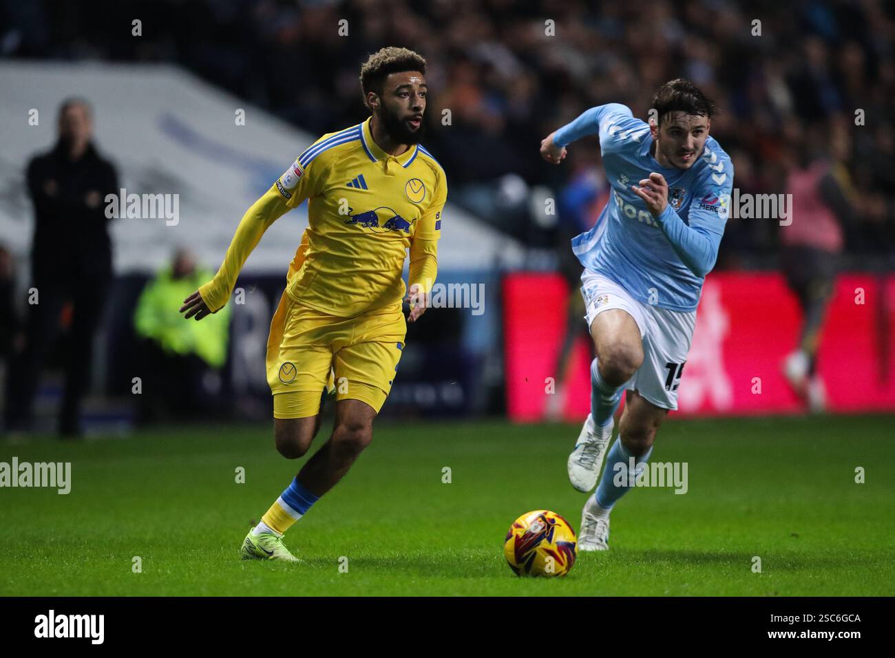 Jayden Bogle of Leeds United breaks with the ball during the Sky Bet