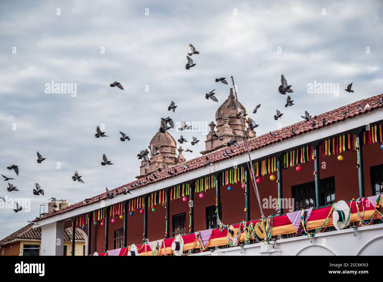 Pigeons at Huamanga Main Square - Ayacucho, Peru Stock Photo