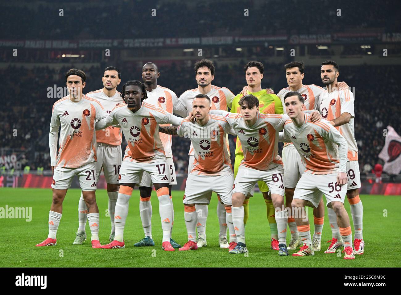 Lineup of AS Roma during the Coppa Italia round of quarter finals match ...