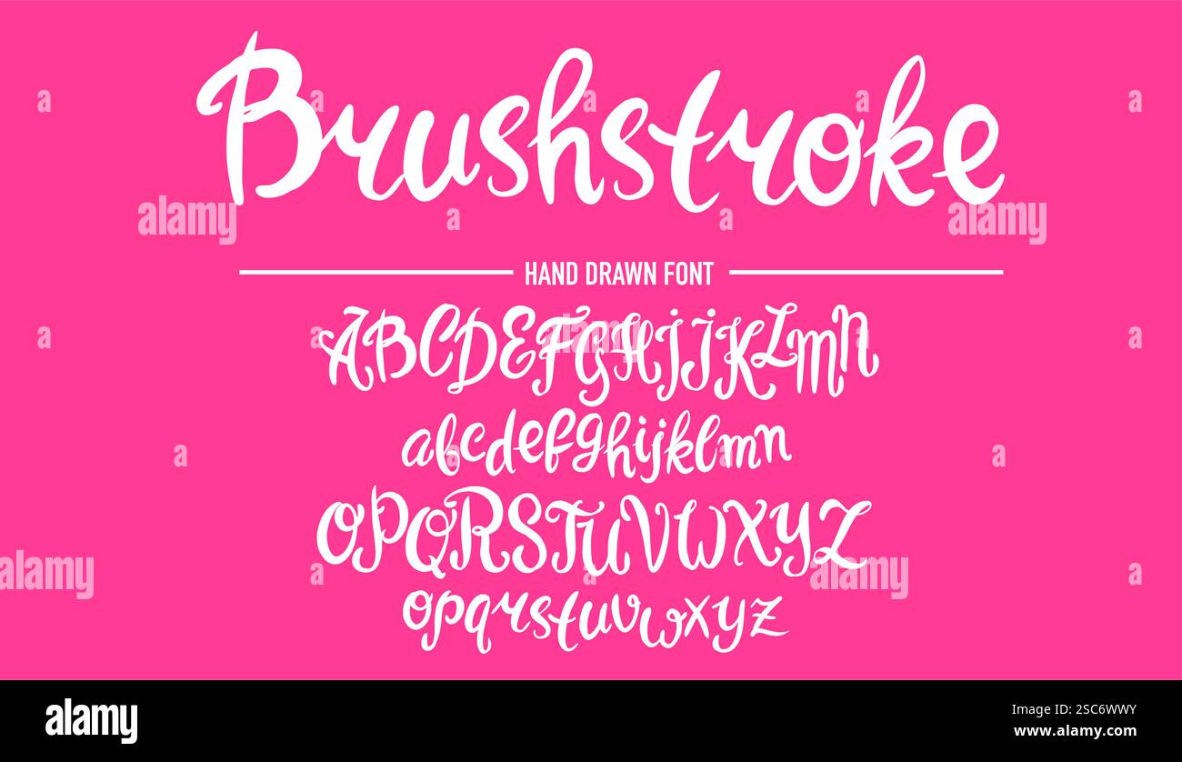 Calligraphic typeface or font hand drawn made with brush pen. Soft ...