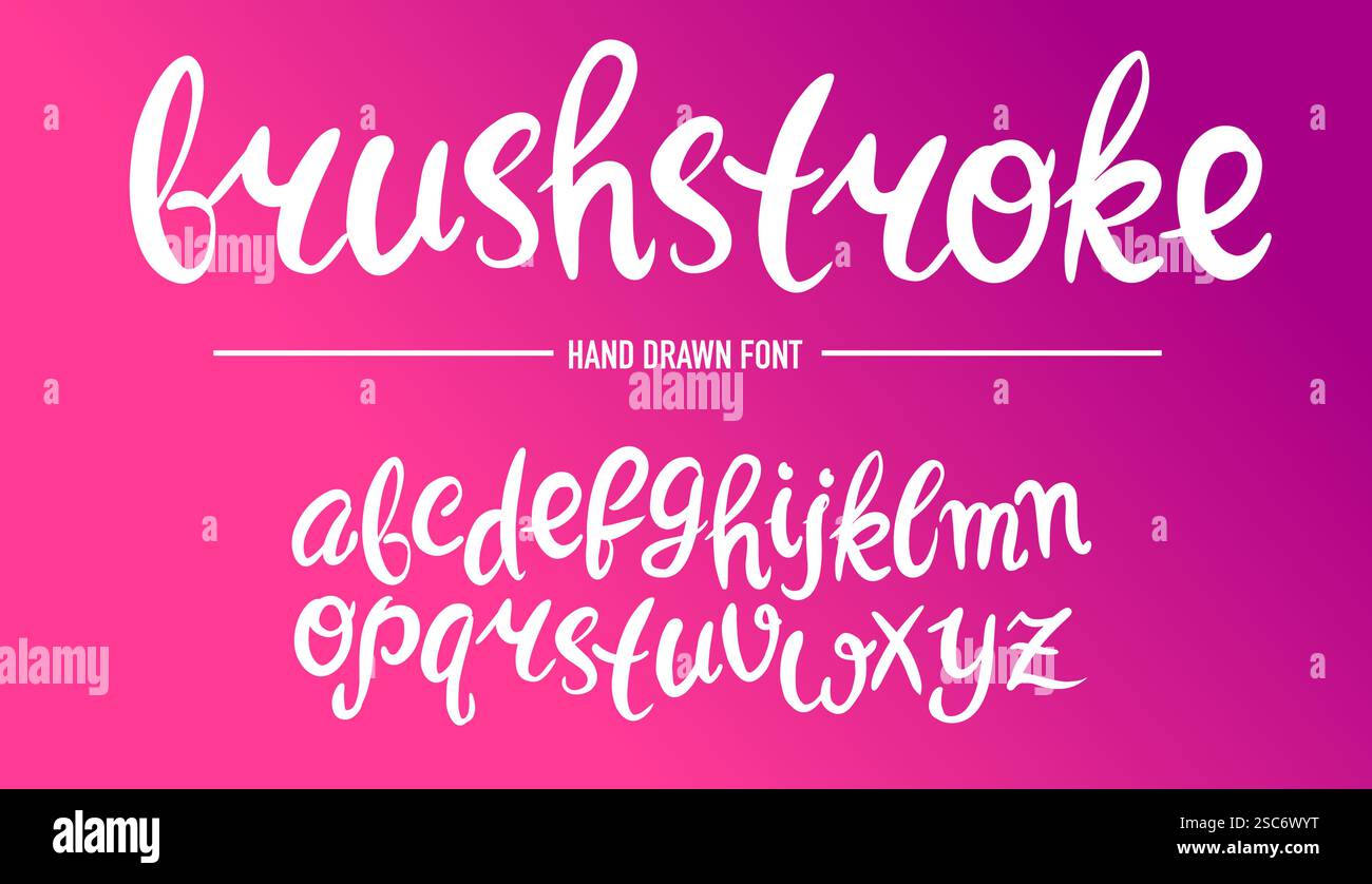Calligraphic typeface or font hand drawn made with brush pen. Soft ...