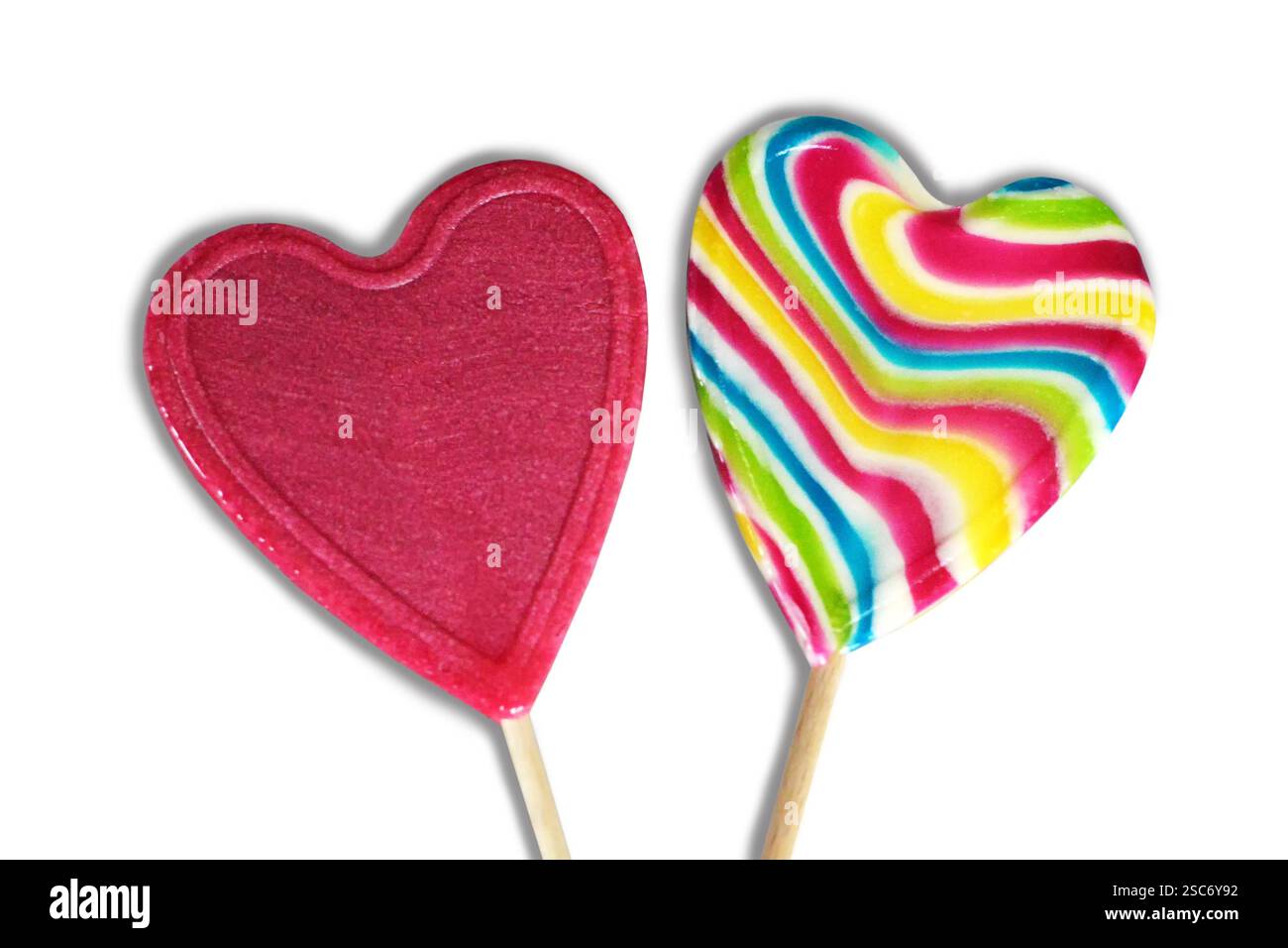 Heart lollipops isolated on white Stock Photo