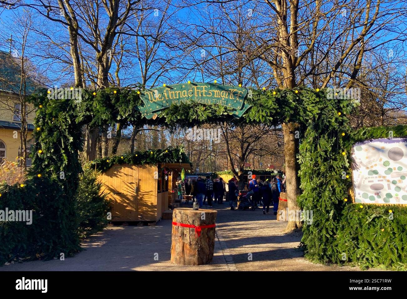 MUNICH, GERMANY - DECEMBER 2, 2024: Christmas fair in the English garden in Munich, Bavaria - Smartphone Captured Stock Image