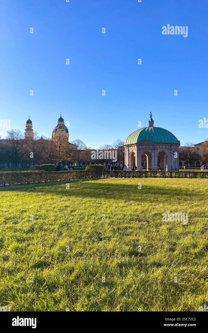 MUNICH, GERMANY - DECEMBER 2, 2024: The Hofgarten (Court Garden) is a garden in the center of Munich, located between the Residenz and the Englischer - Smartphone Captured Stock Image
