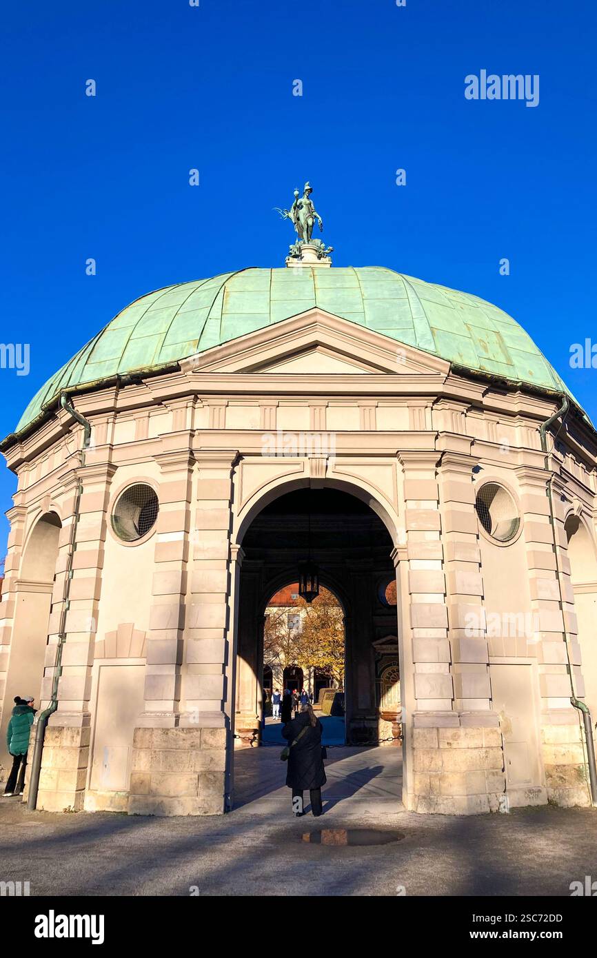 MUNICH, GERMANY - DECEMBER 2, 2024: The Hofgarten (Court Garden) is a garden in the center of Munich, located between the Residenz and the Englischer - Smartphone Captured Stock Image