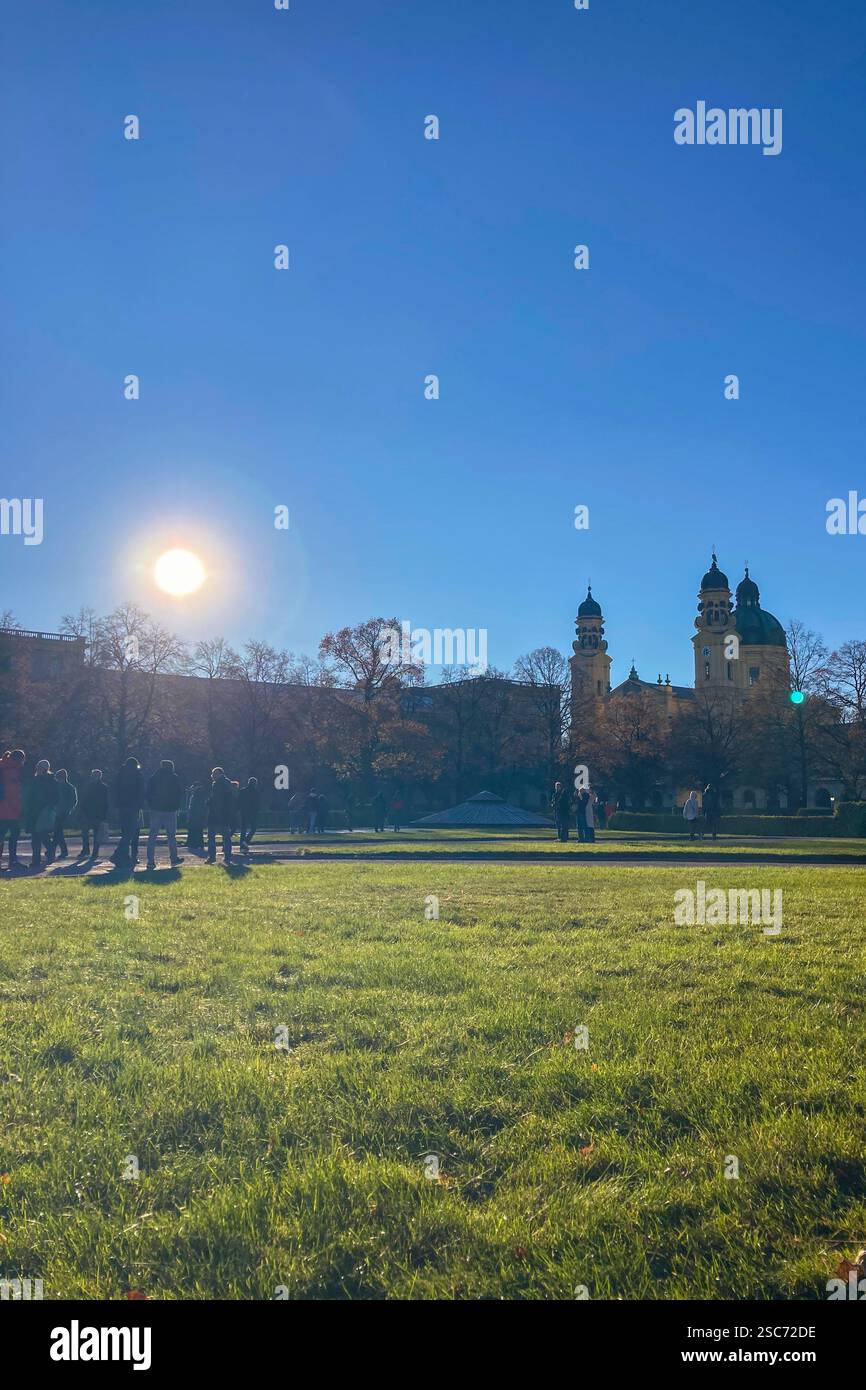 MUNICH, GERMANY - DECEMBER 2, 2024: The Hofgarten (Court Garden) is a garden in the center of Munich, located between the Residenz and the Englischer - Smartphone Captured Stock Image