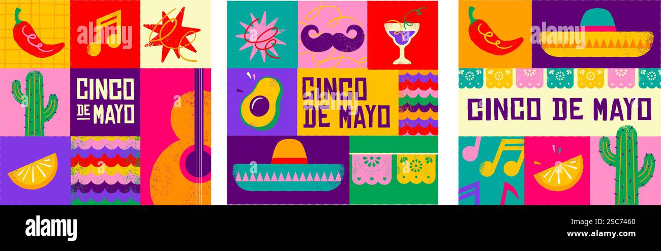 Cinco De Mayo Colorful, bold design in vibrant colors. Hand drawn ...