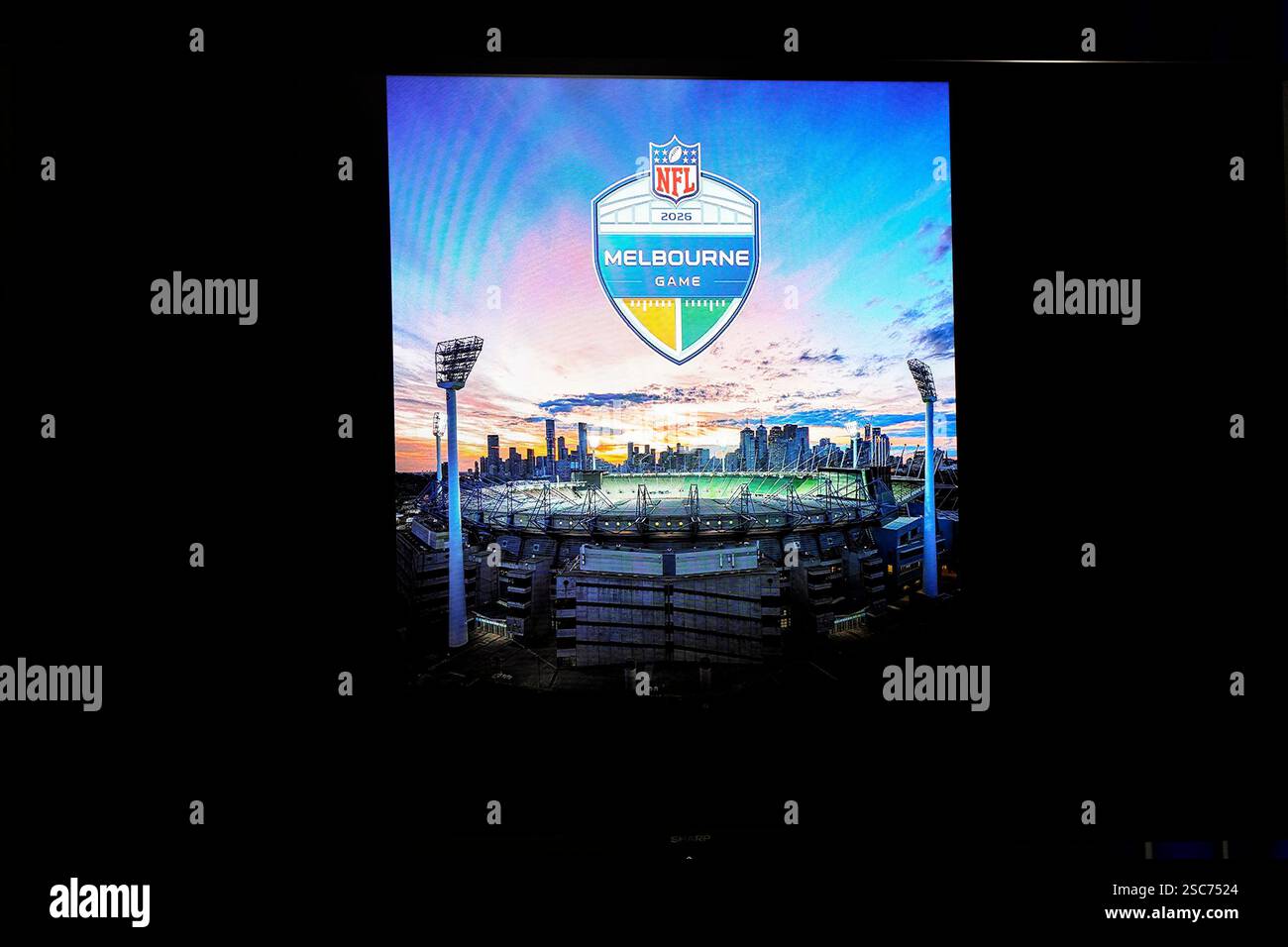 An international press conference announcing the 2026 NFL Melbourne