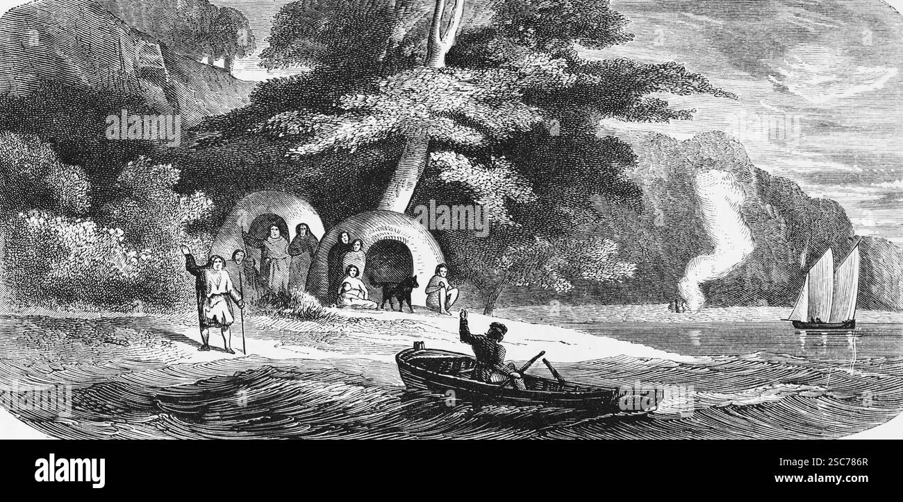 Huts of some indigenous people on Tierra del Fuego archipelago or Land ...