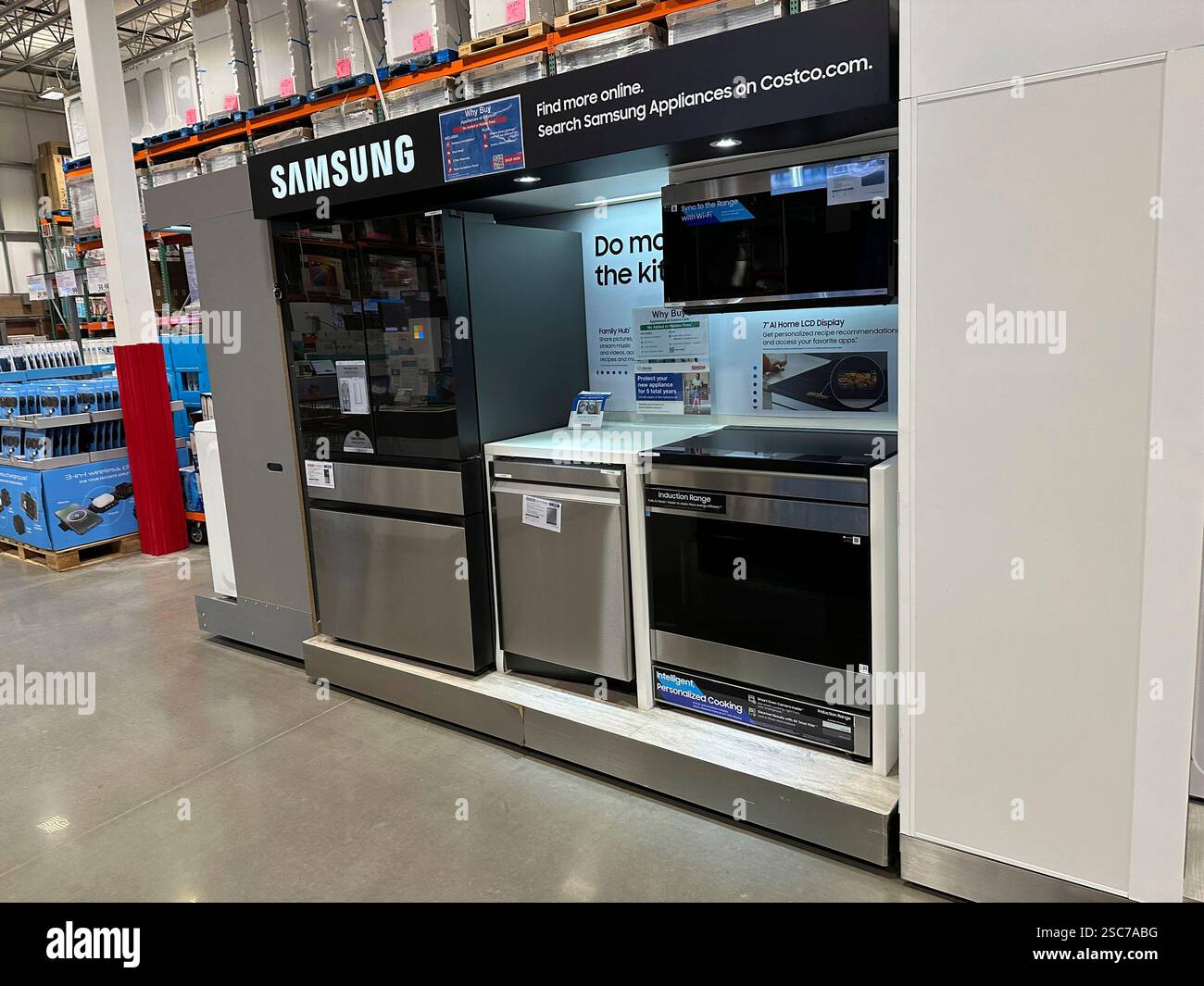 Kitchen appliances stand on display in a Costco warehouse Monday, Feb ...