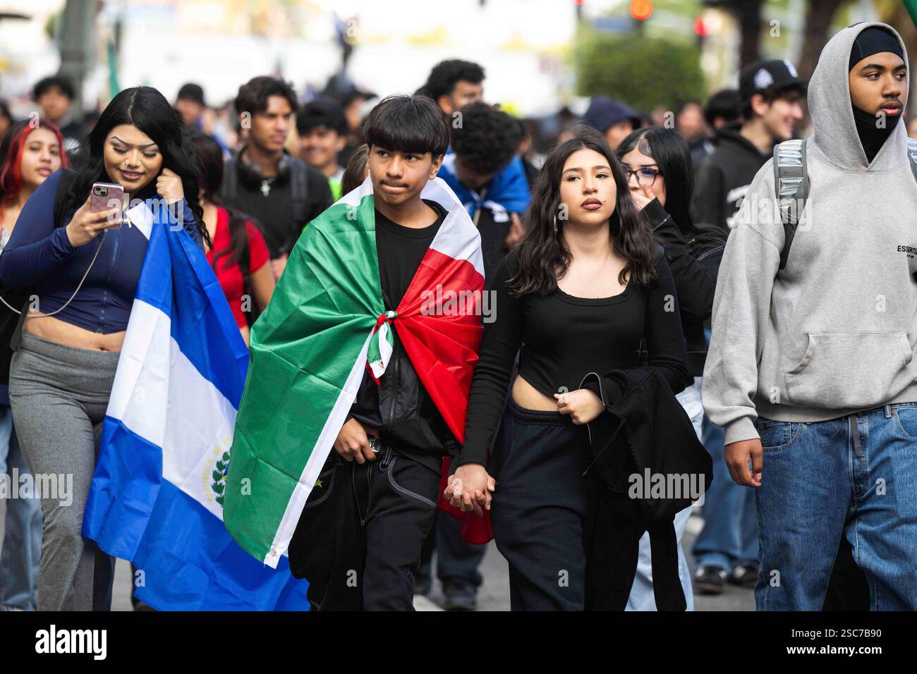 Students who walked out of class gather at in downtown Los Angeles ...