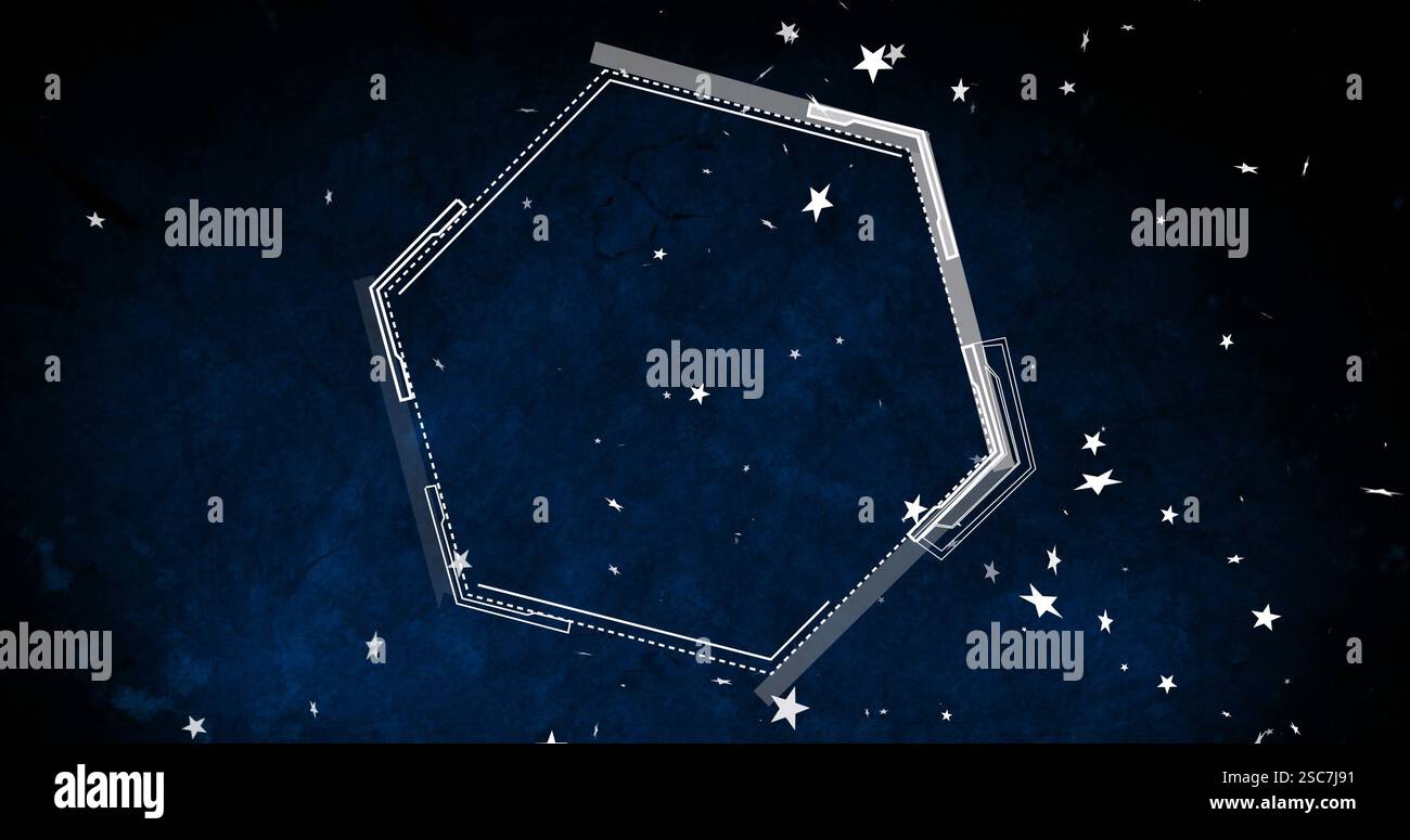 Hexagonal shape image over starry night sky background Stock Photo