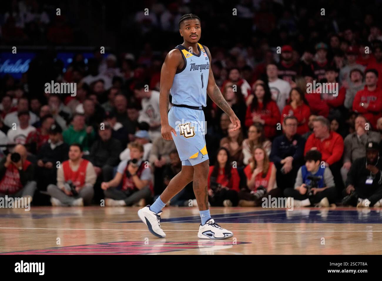 Marquette's Kam Jones during the first half of an NCAA college