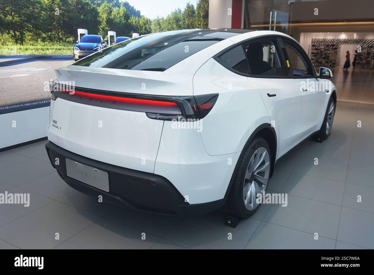 HANGZHOU, CHINA - A new Model Y is displayed at a Tesla store in ...