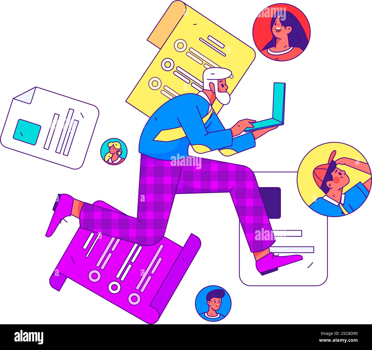 Personnel doing job interview flat vector concept operation hand drawn illustration Stock Vector