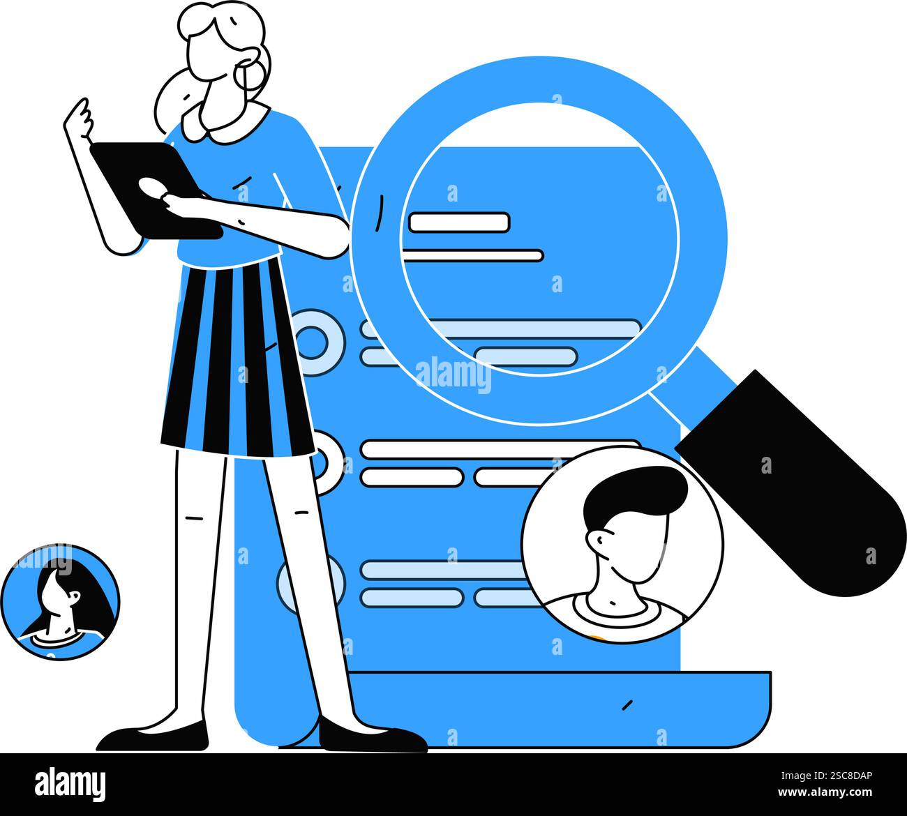 Personnel doing job interview flat vector concept operation hand drawn illustration Stock Vector