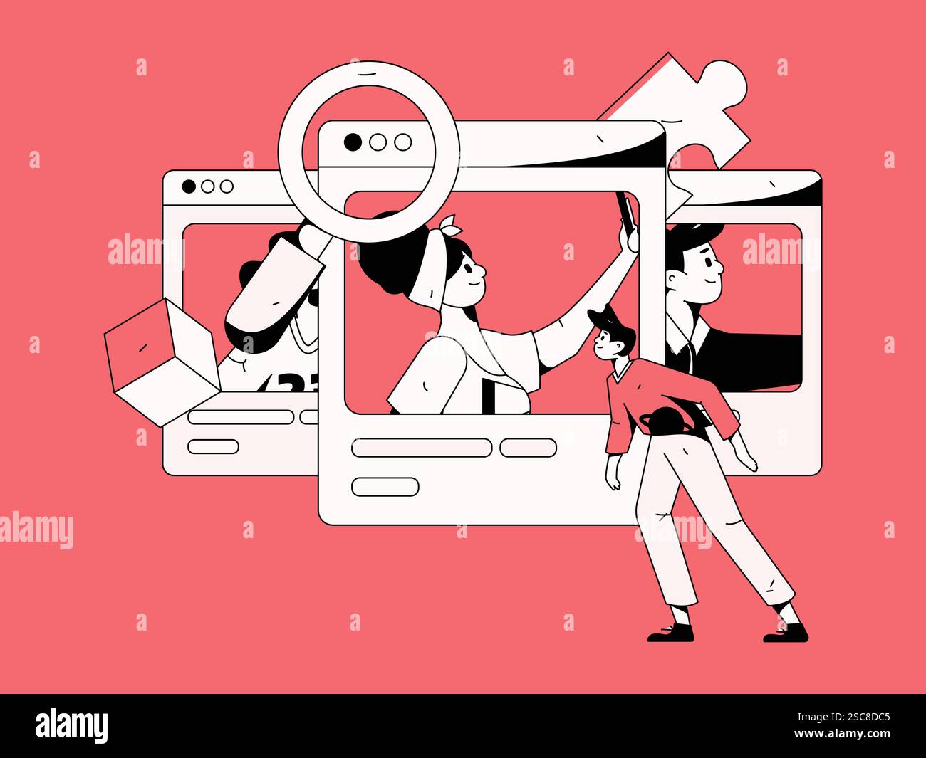 Personnel doing job interview flat vector concept operation hand drawn illustration Stock Vector