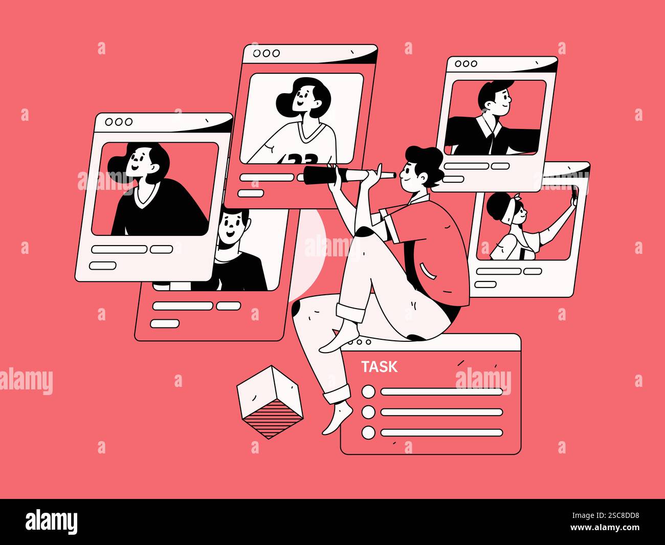 Personnel doing job interview flat vector concept operation hand drawn illustration Stock Vector