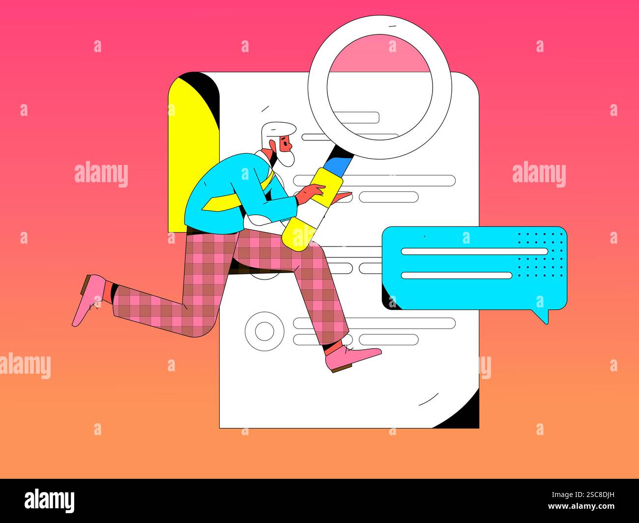 Personnel doing job interview flat vector concept operation hand drawn illustration Stock Vector