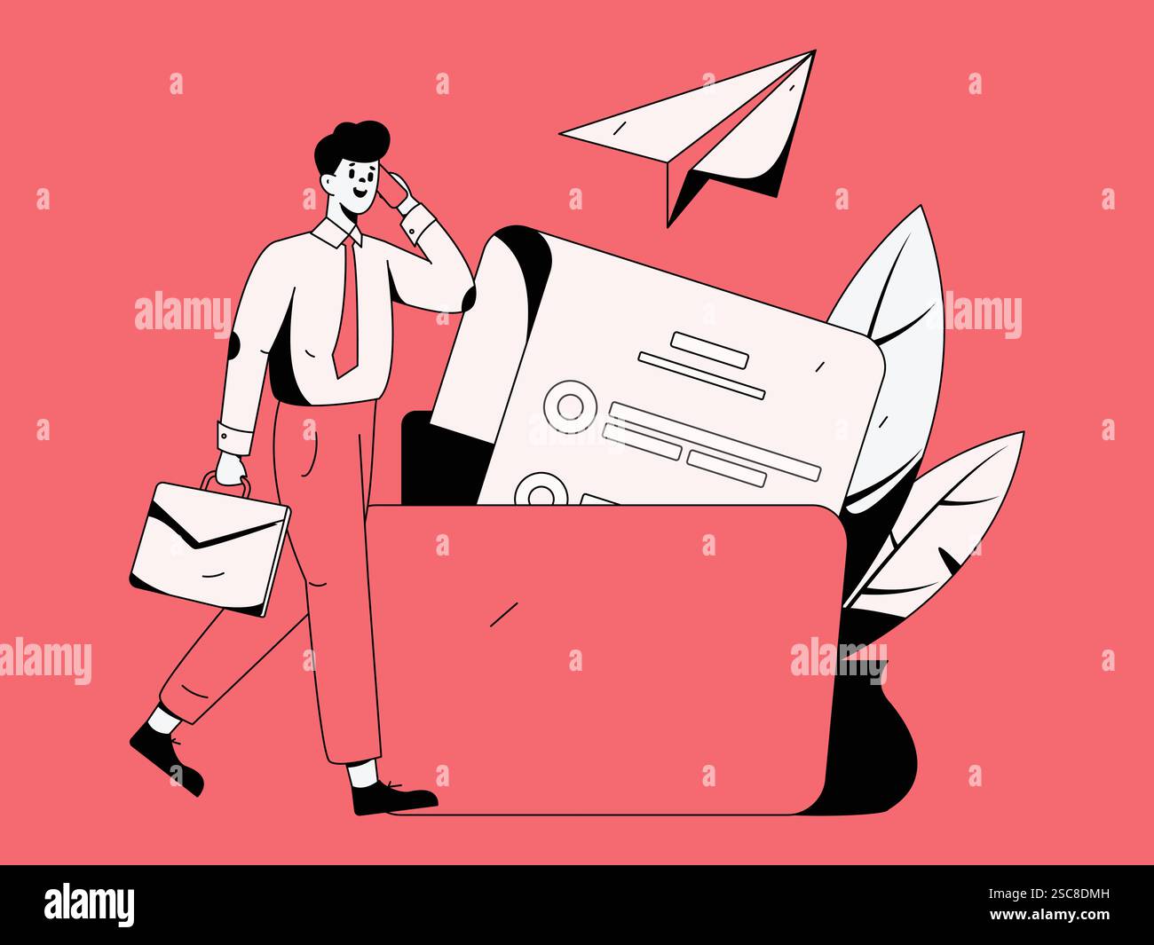 Personnel doing job interview flat vector concept operation hand drawn illustration Stock Vector