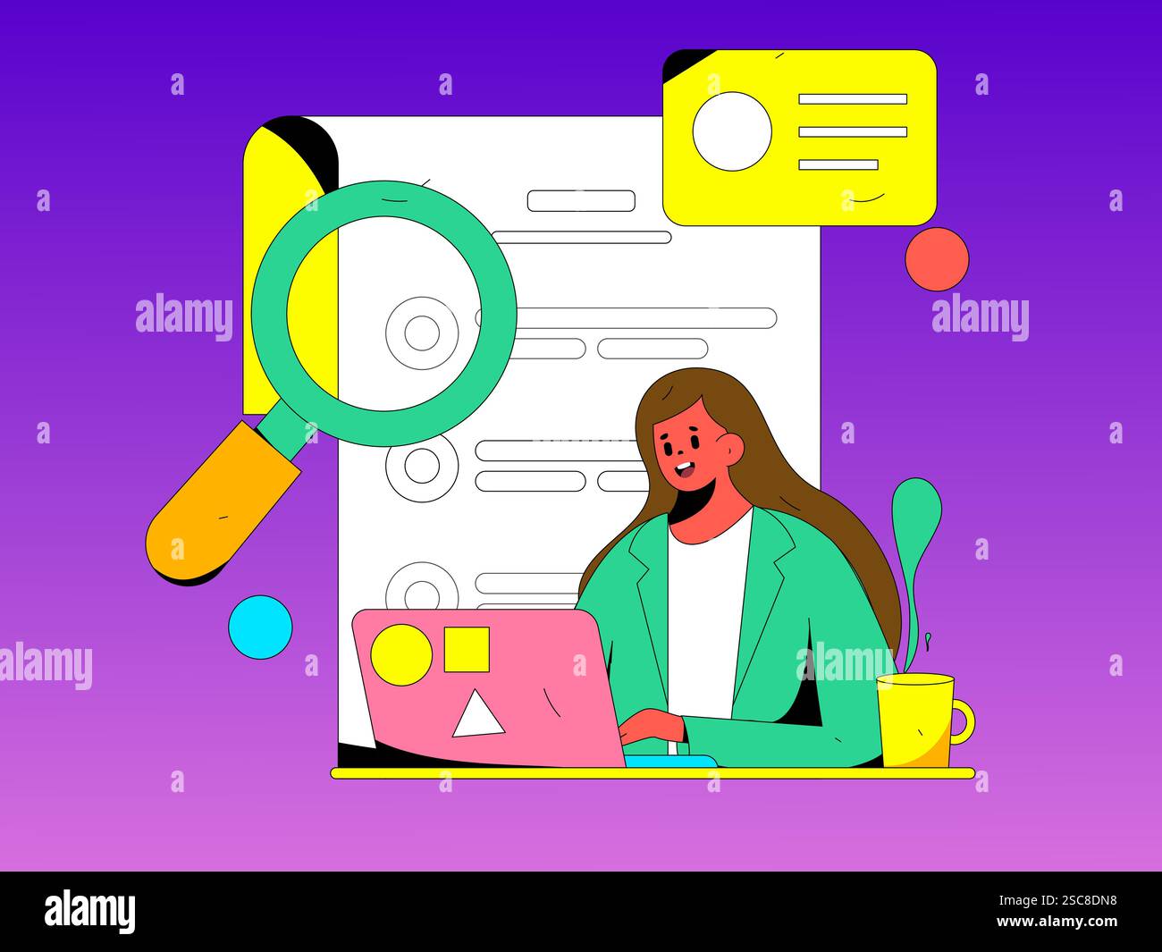 Personnel doing job interview flat vector concept operation hand drawn illustration Stock Vector