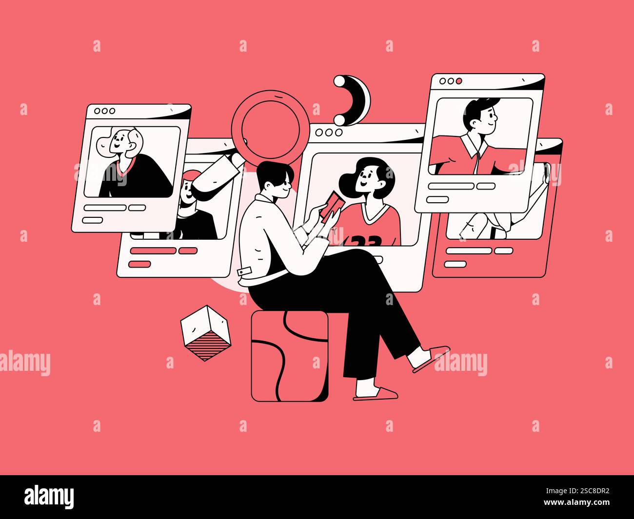 Personnel doing job interview flat vector concept operation hand drawn illustration Stock Vector