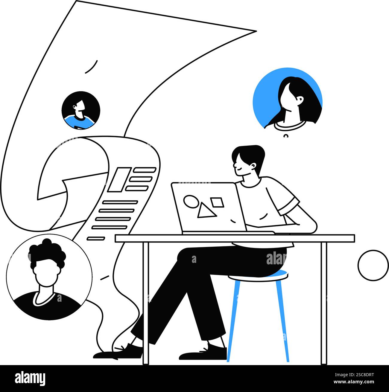 Personnel doing job interview flat vector concept operation hand drawn illustration Stock Vector